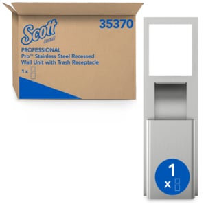 Scott® Pro Stainless Steel Recessed Wall Unit with Trash Receptacle, Hard Roll Towel Dispenser